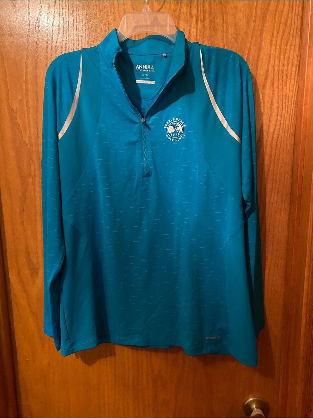 ANNIKA Pebble Beach Teal Quarter-Zip Golf Pullover